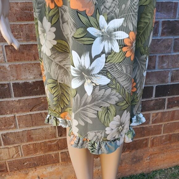 Kathie Lee Women’s  Short Sleeve Floral Olive Green dress - Picture 11 of 14